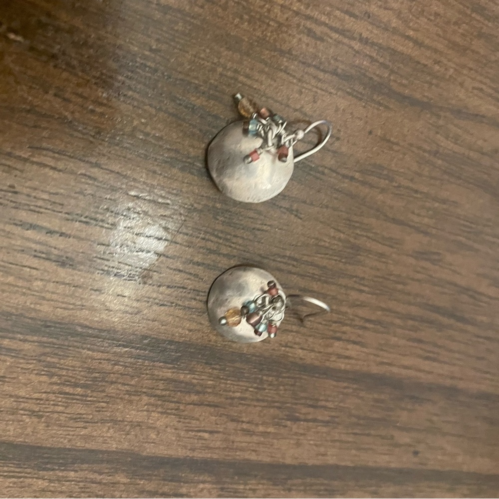 Silpada silver disc and multicoloured bead earrings